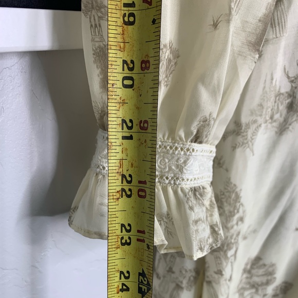 *SOLD* Simple Retro Cottage Core Lyric Printed Stand Collar Midi Dress Size Smal - Picture 5 of 16